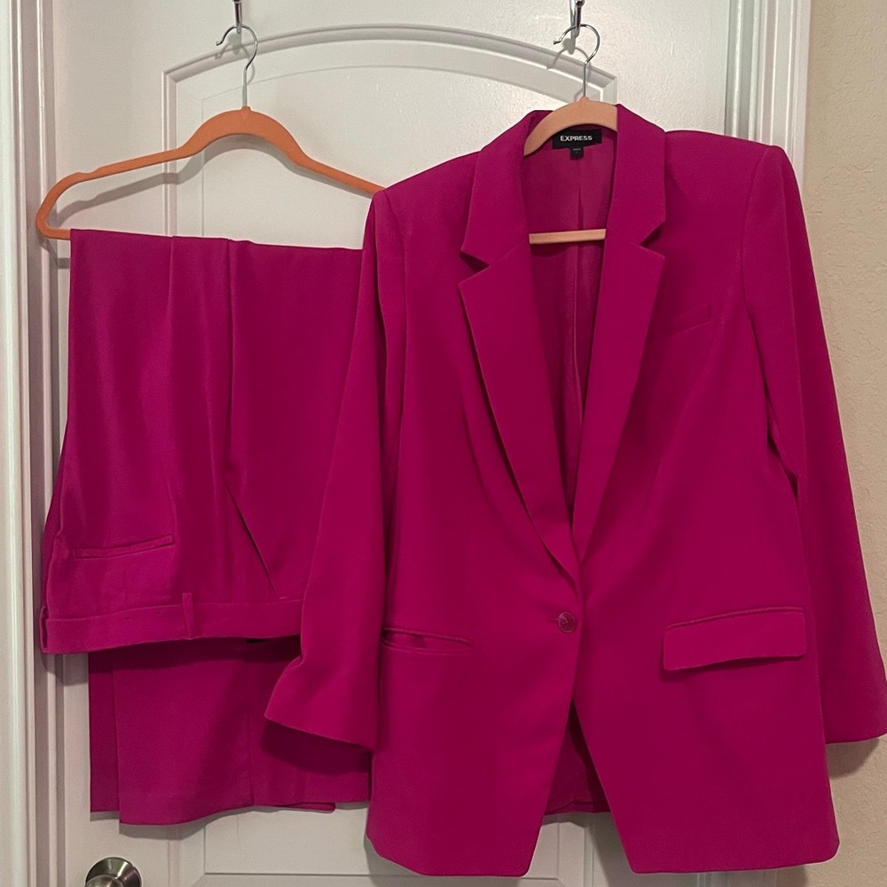 Express Vibrant Pink Blazer and Pants Set